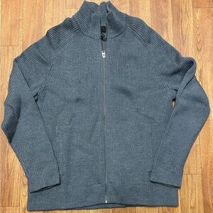 Banana Republic Extra Fine Merino Charcoal Zip-Up Sweater